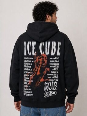 Ice Cube 2024 Tour Zip Up Hoodie - Size Mens Medium - Black